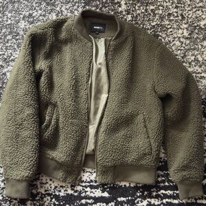 Fashion Nova Olive Sherpa Jacket